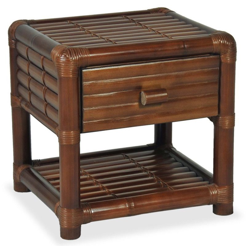 Yöpöytä 45x45x40 cm bambu tummanruskea