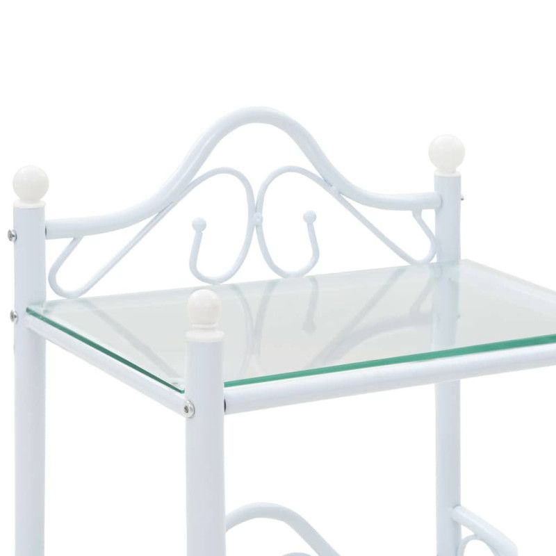 Yöpöydät 2 kpl teräs ja karkaistu lasi 45x30,5x60 cm valkoinen