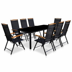 9-osainen Ulkoruokailuryhmä kokoontaittuvat tuolit alumiini
