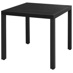 Puutarhapöytä musta 80x80x74 cm alumiini ja WPC