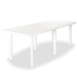 Puutarhapöytä valkoinen 210x96x72 cm muovi