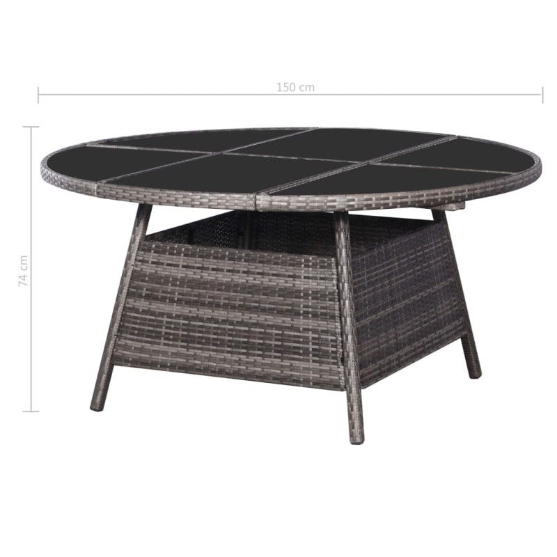Puutarhapöytä 150x74 cm polyrottinki harmaa
