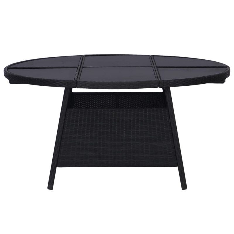Puutarhapöytä 150x74 cm polyrottinki musta