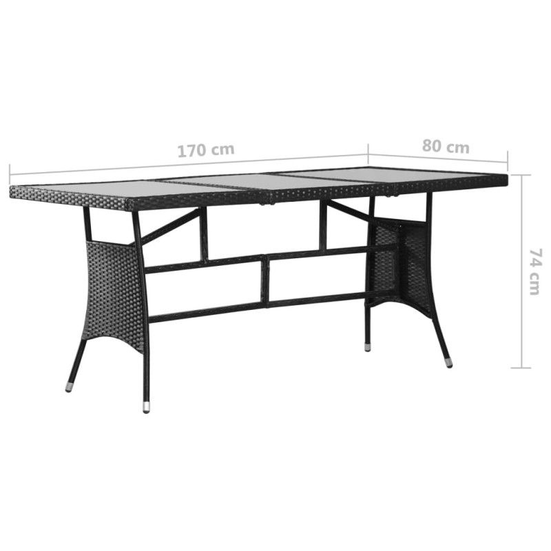 Puutarhapöytä 170x80x74 cm polyrottinki musta
