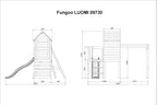Lekcenter med rutschkana, gunga och klättervägg Fungoo Luomi, 285 × 286 × 222 cm