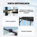 Kaiteeseen kiinnitettävä parvekepöytä, säädettävä korkeus, musta