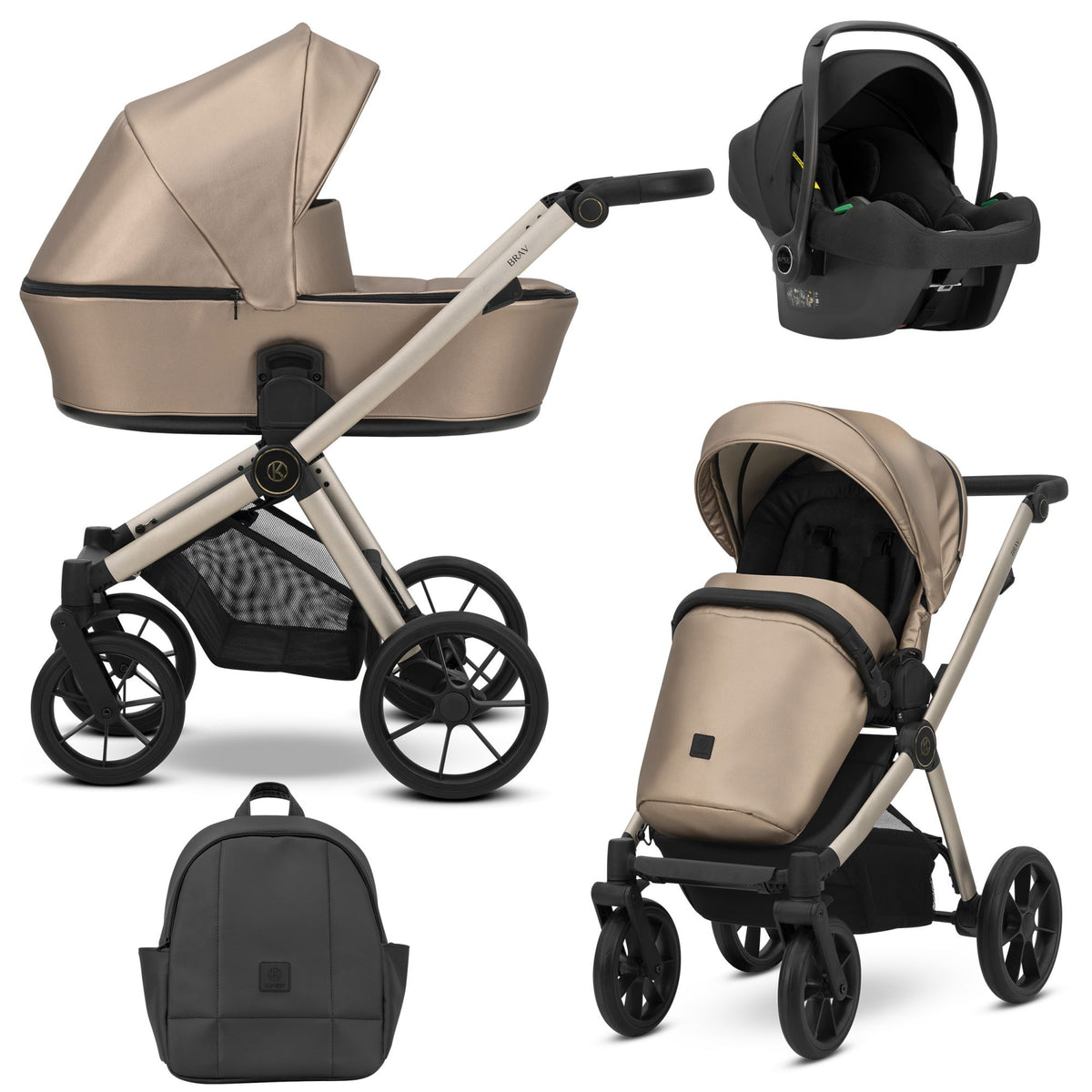 Kunert Brav 3-in-1 yhdistelmävaunut Cosmo-turvakaukalolla, useita värejä