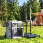 Lemmikin reppu ja vetolaukku 2-in-1 pyörillä, lannetuki ja verkkoikkunat, 5 kg asti, harmaa