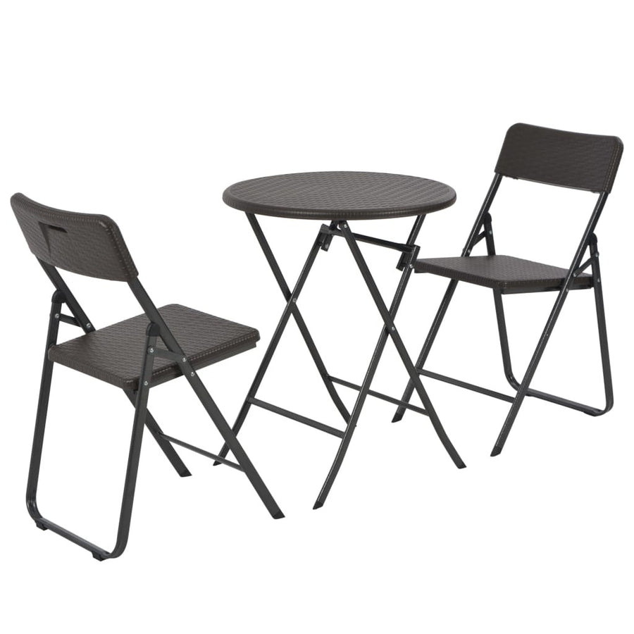 3-delat hopfällbart bistroset HDPE brunt