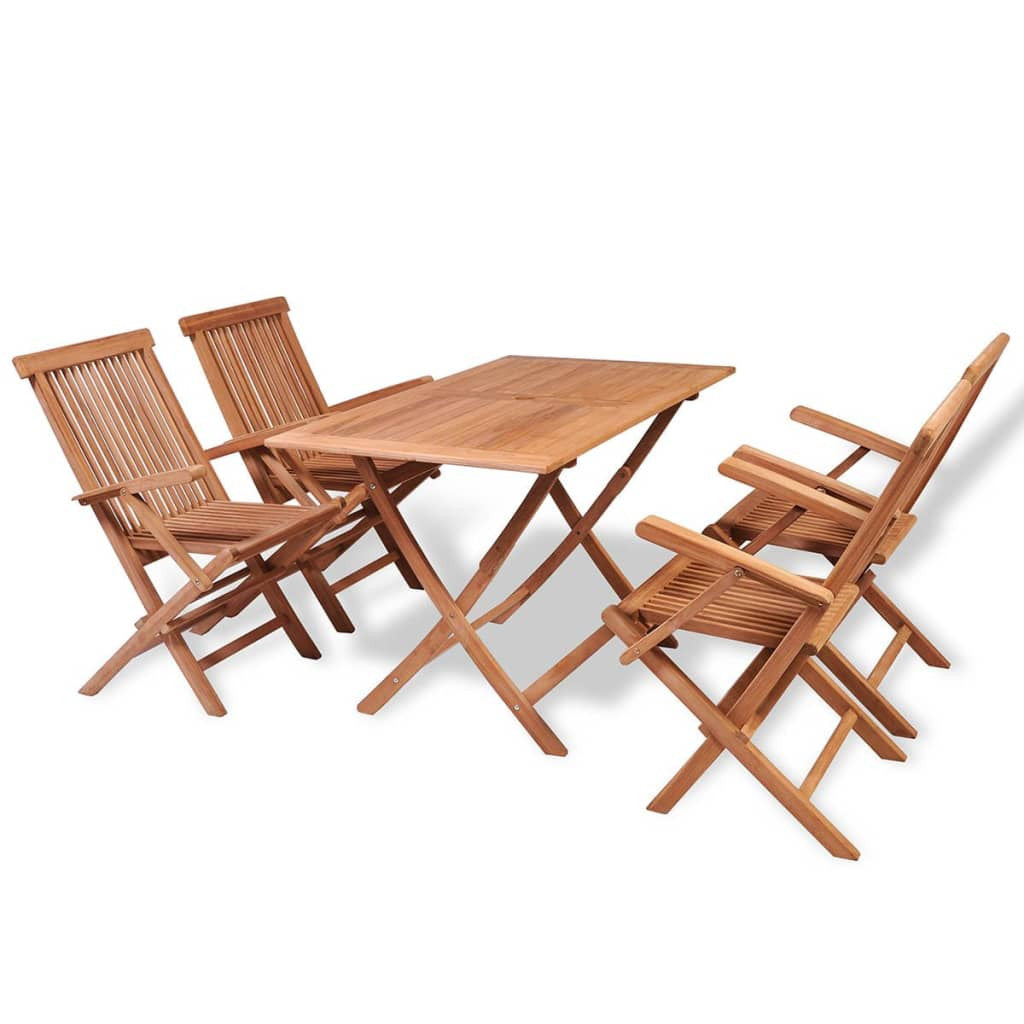 5-delat utematsalset, massiv teak