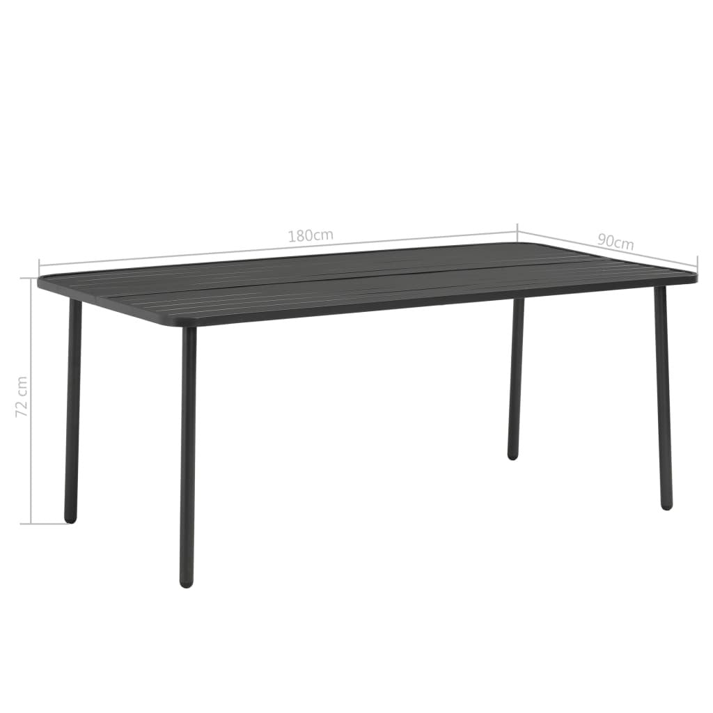 Puutarhapöytä tummanharmaa 180x90x72 cm teräs