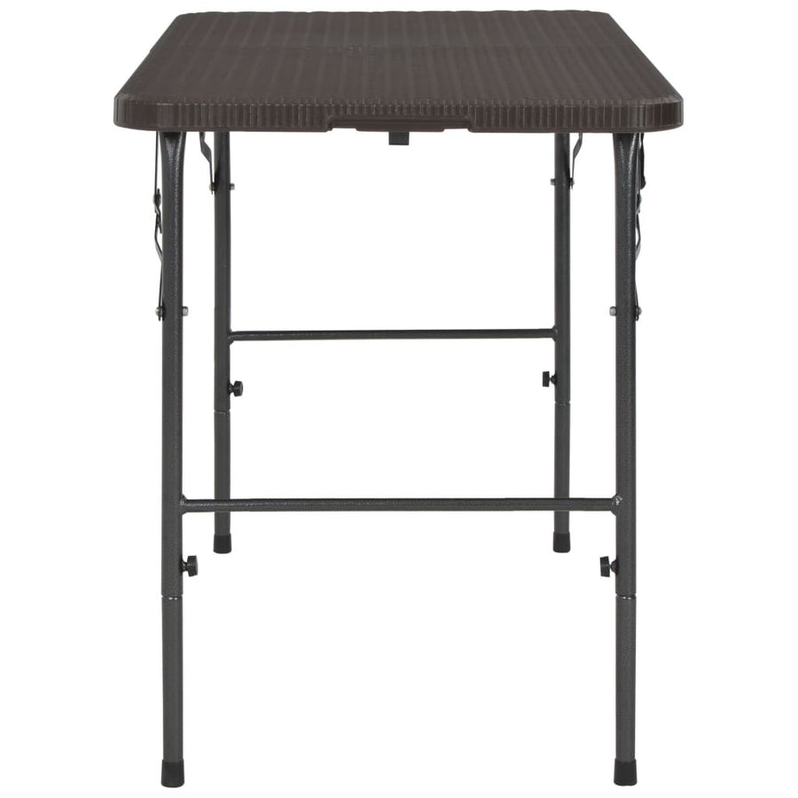 Kokoontaittuva puutarhapöytä 120x60x74 HDPE rottingin näköinen