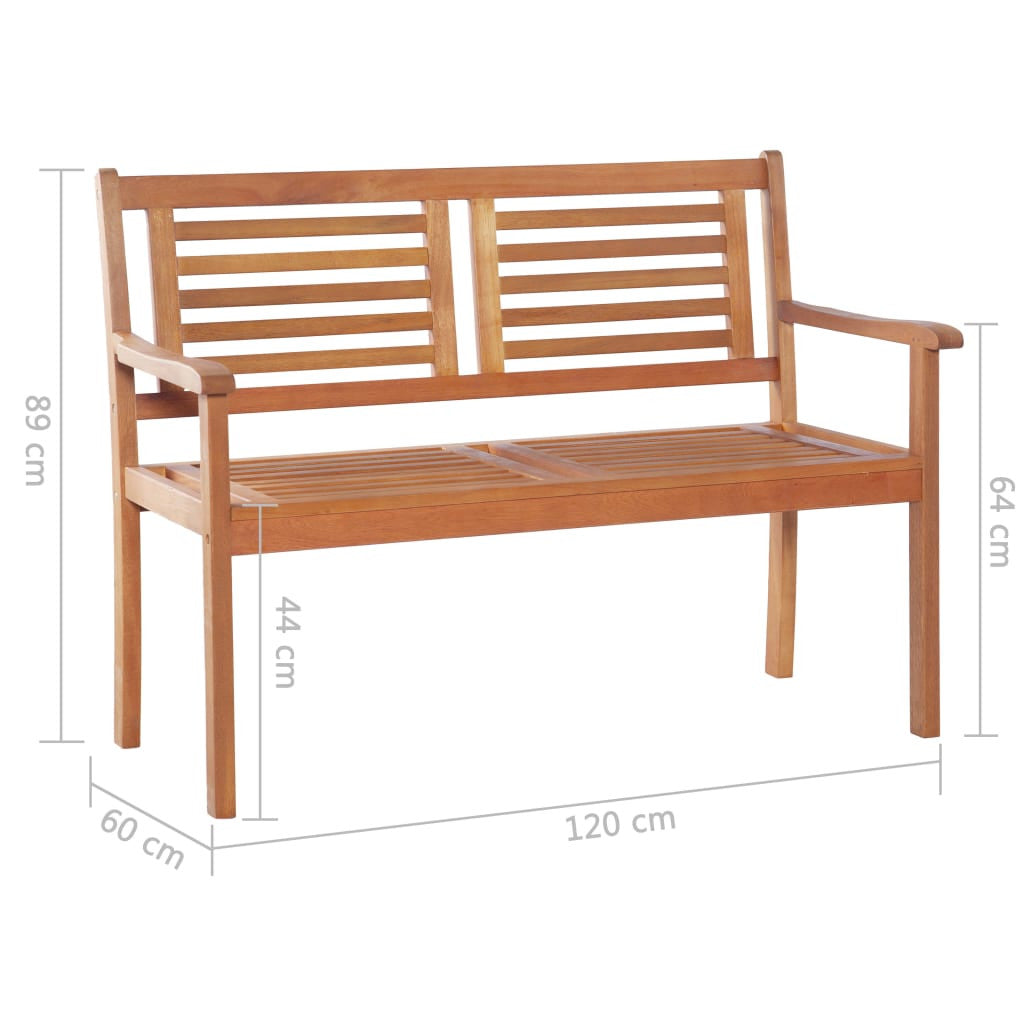 2-istuttava Puutarhapenkki 120 cm eukalyptuspuu