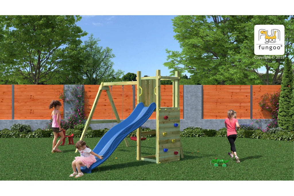 Fungoo Funny 3 leikkikeskus kahdella keinulla, eri värejä