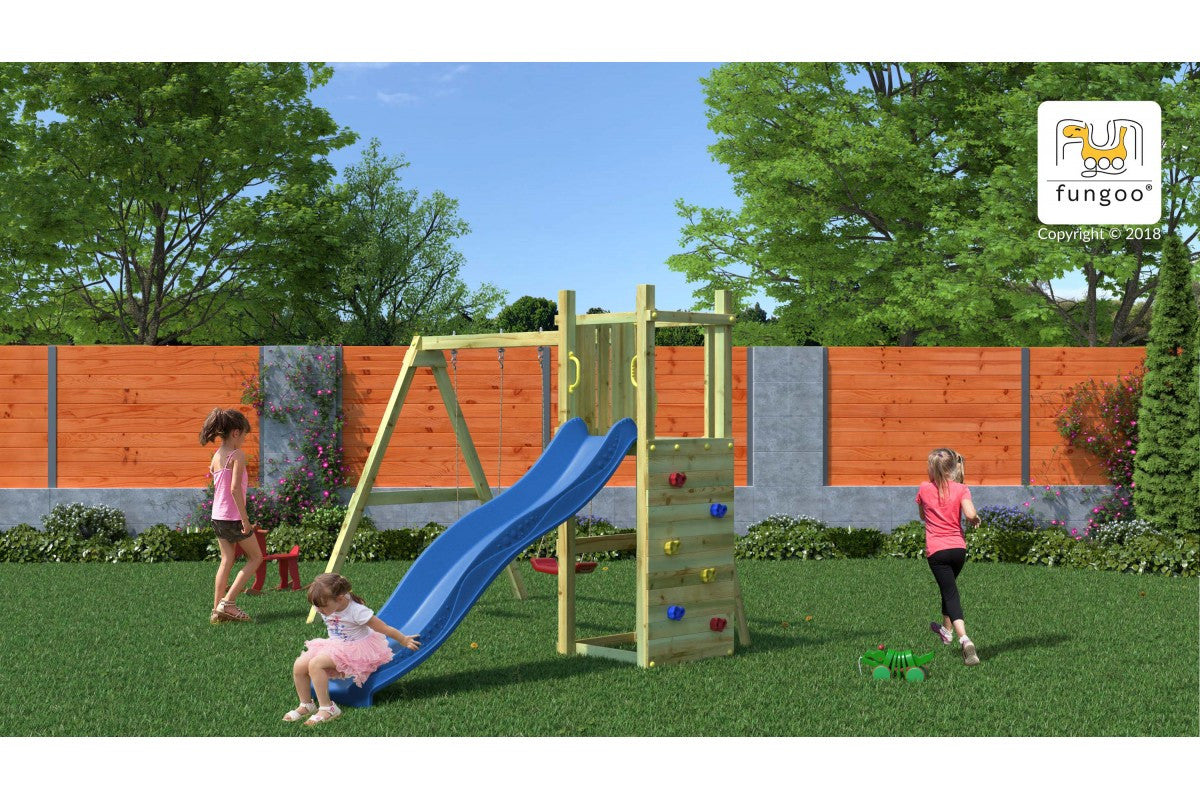 Fungoo Funny 3 leikkikeskus kahdella keinulla, eri värejä
