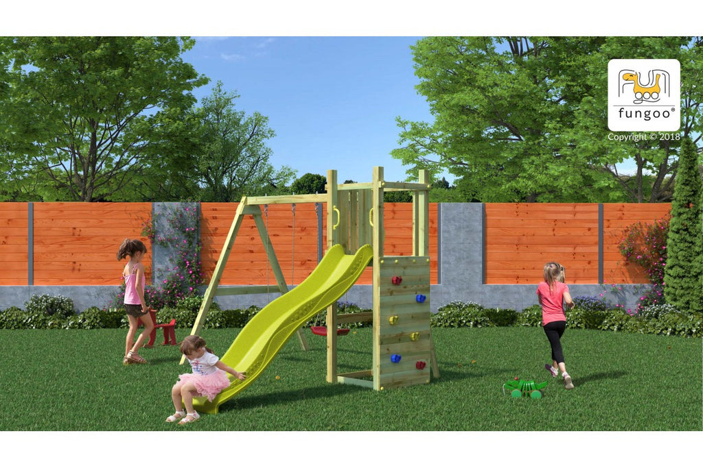 Fungoo Funny 3 leikkikeskus kahdella keinulla, eri värejä