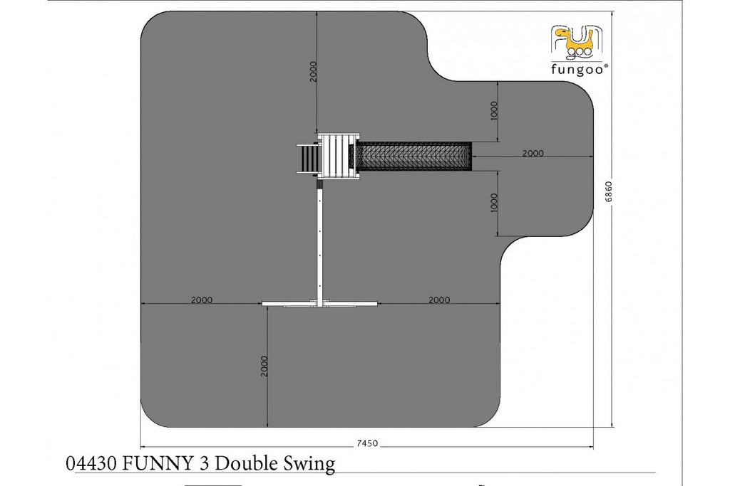 Fungoo Funny 3 leikkikeskus kahdella keinulla, eri värejä