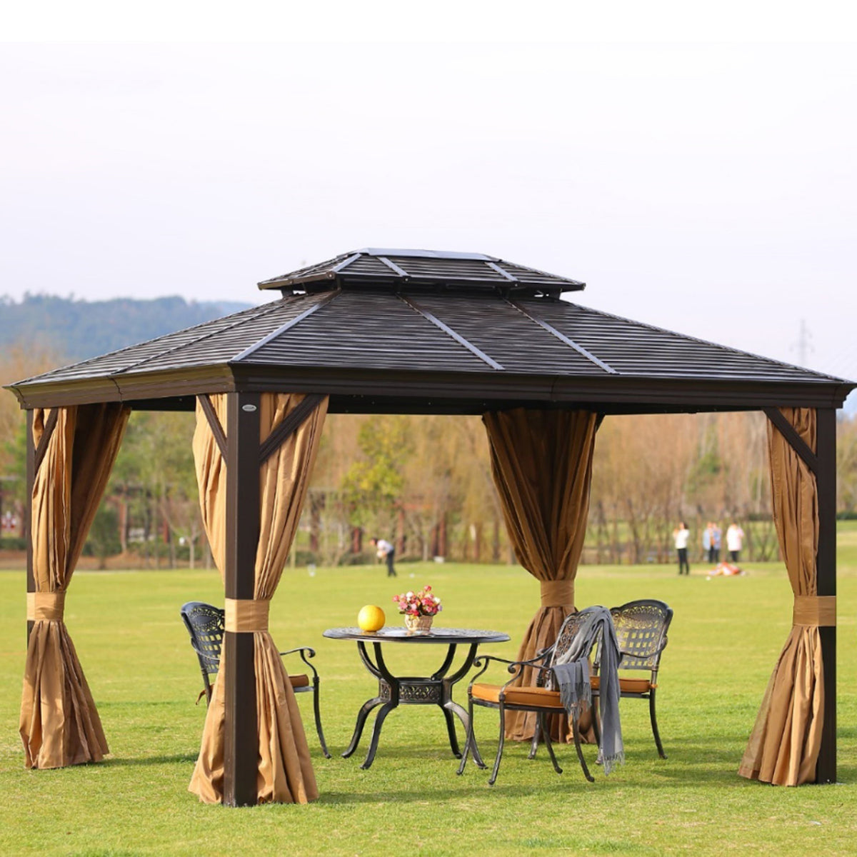 Paviljong 3 x 4 m SUNSET - K2/2,7 m, brun