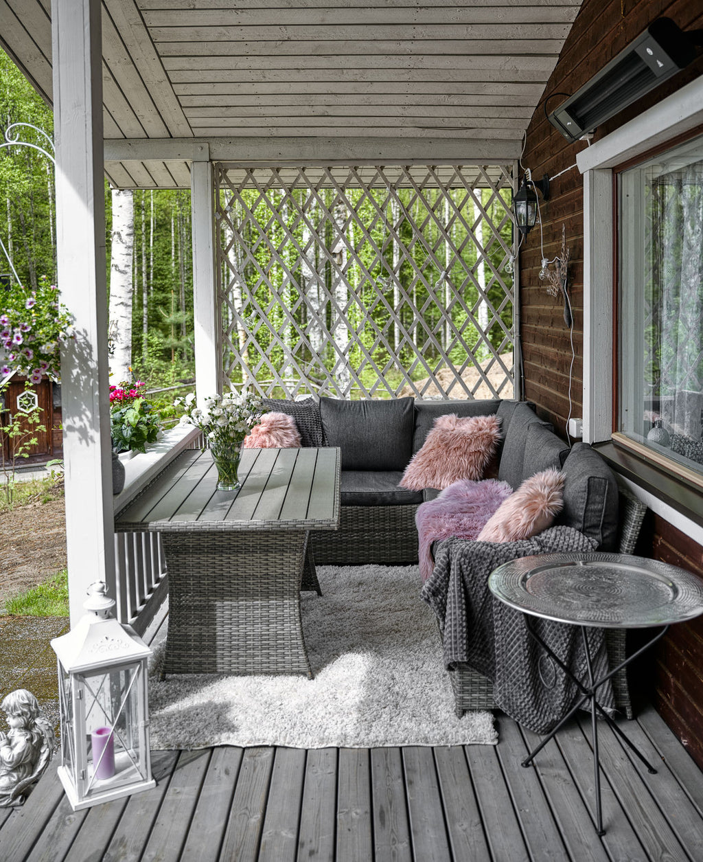 POHJOLA GARDEN XXXL Polyrottinki Kulmasohvaryhmä ja Puutarhapöytä, harmaa, BRYNOLF