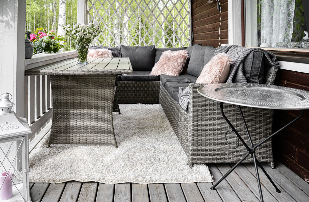 POHJOLA GARDEN XXXL Polyrottinki Kulmasohvaryhmä ja Puutarhapöytä, harmaa, BRYNOLF