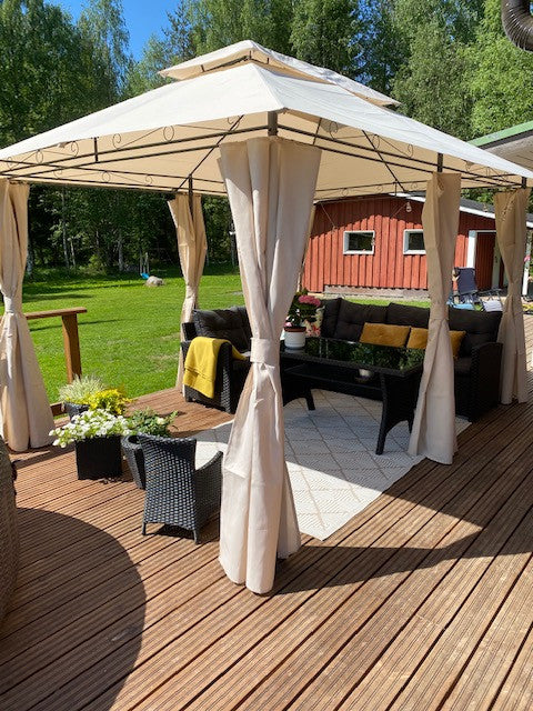 POHJOLA GARDEN JARMO Pihapaviljonki 3x4m / Paviljonki Katos Terassille, Vaalea Beige