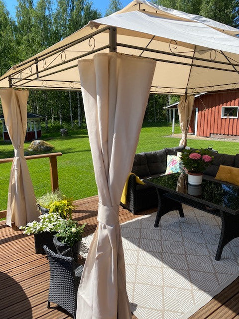 POHJOLA GARDEN JARMO Pihapaviljonki 3x4m / Paviljonki Katos Terassille, Vaalea Beige