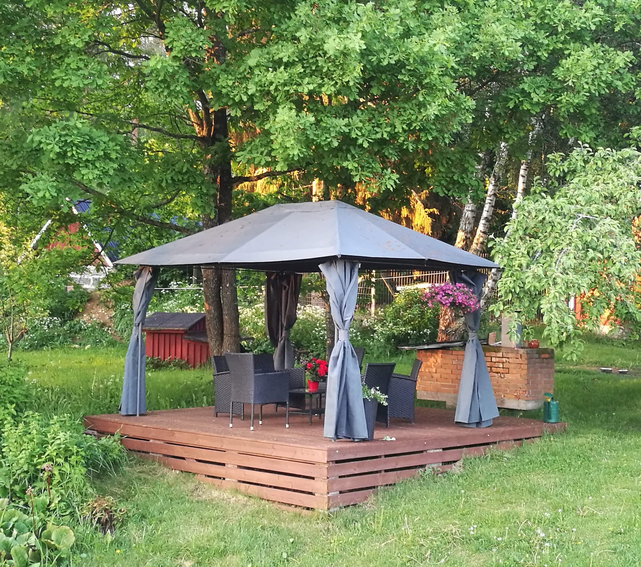 POHJOLA GARDEN NIKO Pihapaviljonki 3x4m / Paviljonki Katos Terassille Ja Pihalle, Vihreä harmaa