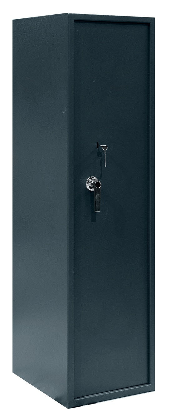 Vapenskåp för 7 vapen 159 x 41 x 50 cm – EN 14450, låsbart fack, grått