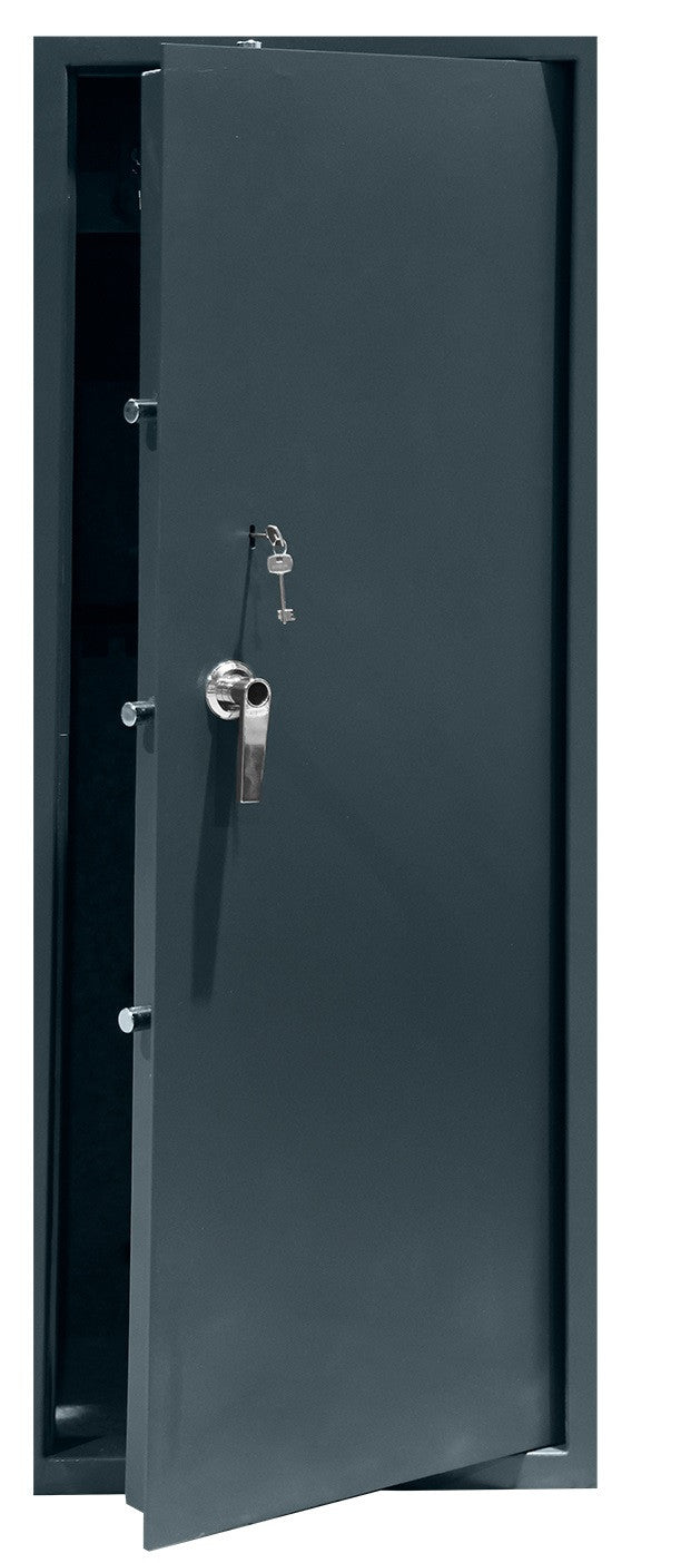 Vapenskåp för 7 vapen 159 x 41 x 50 cm – EN 14450, låsbart fack, grått