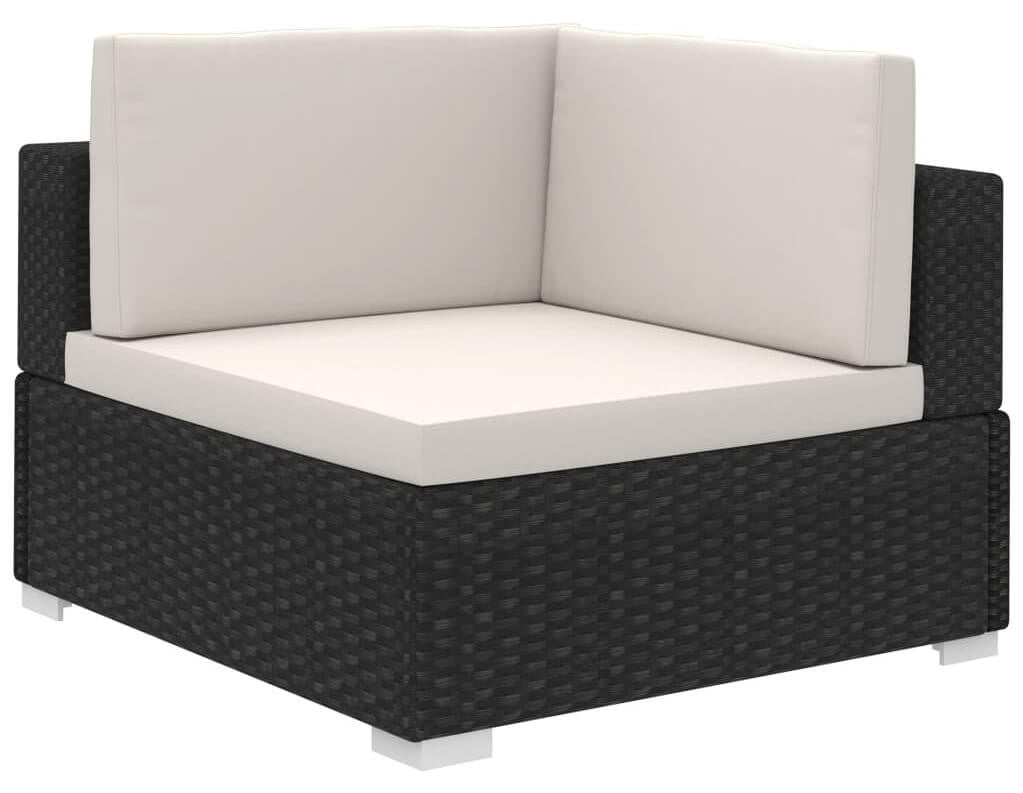 8-osainen puutarhan oleskeluryhmä tyynyillä polyrottinki musta