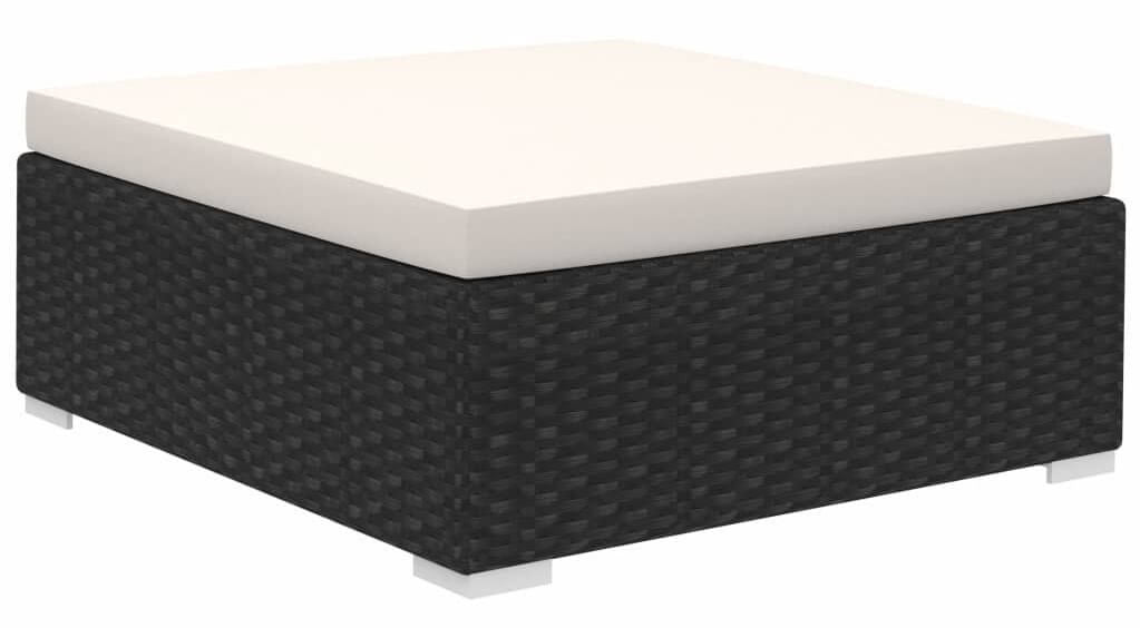 8-osainen puutarhan oleskeluryhmä tyynyillä polyrottinki musta