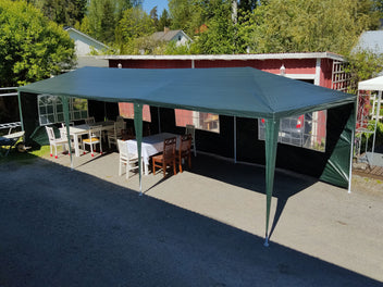 Juhlateltta 3 x 9 m – irrotettavat sivut, PE-kangas, vetoketjuovi