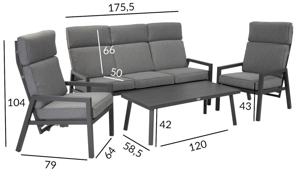 CASPER sohvaryhmä pöydällä, harmaa