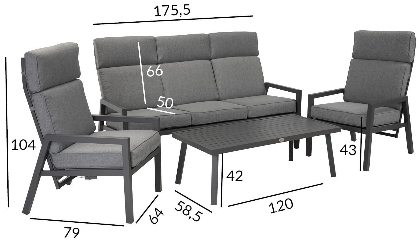CASPER sohvaryhmä pöydällä, harmaa