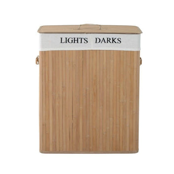 Tvättkorg med lock Handtag, bambu Naturlig 100L 52 x 32 x 63 cm