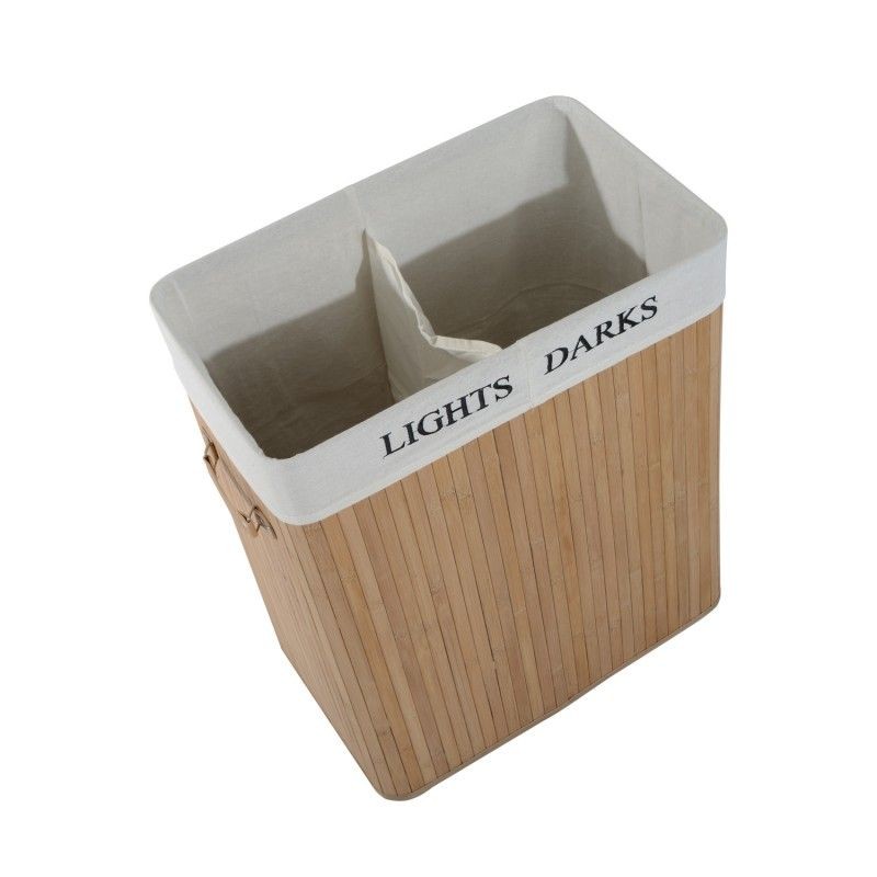 Tvättkorg med lock Handtag, bambu Naturlig 100L 52 x 32 x 63 cm