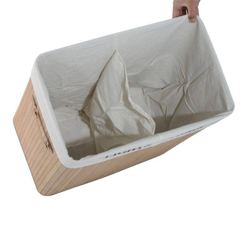 Tvättkorg med lock Handtag, bambu Naturlig 100L 52 x 32 x 63 cm