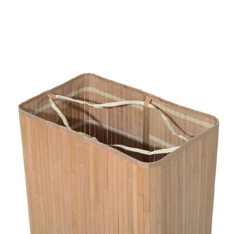 Tvättkorg med lock Handtag, bambu Naturlig 100L 52 x 32 x 63 cm
