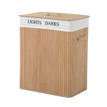 Tvättkorg med lock Handtag, bambu Naturlig 100L 52 x 32 x 63 cm