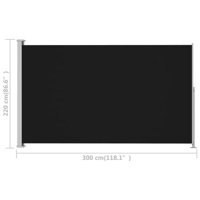 Utdragbar sidomarkis för uteplats 220x300 cm svart