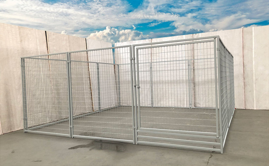 Hundkoja 4,5 x 4,5 m – 20 m², galvaniserat stål, 182 cm, grå