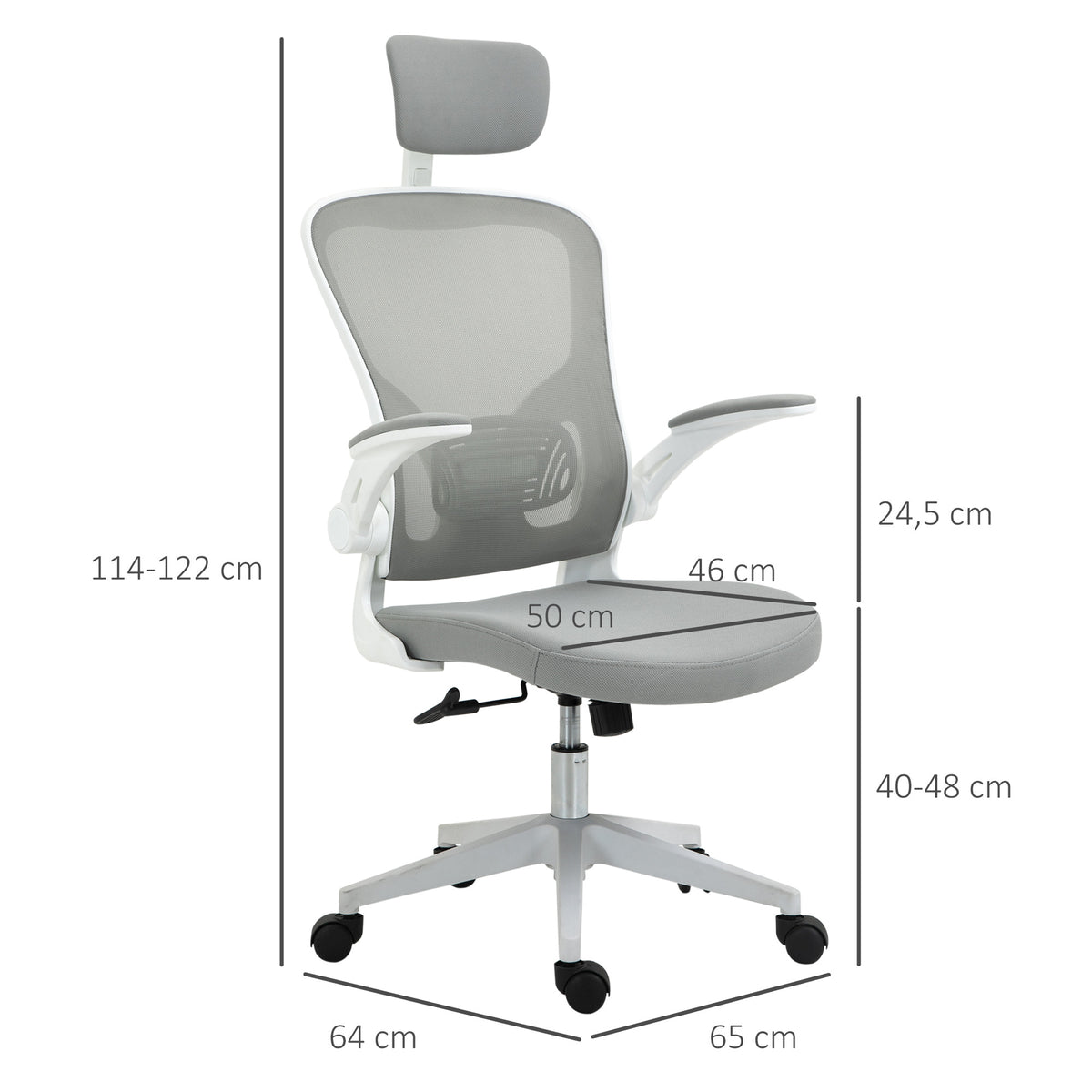Työtuoli harmaa 65x64x122 cm