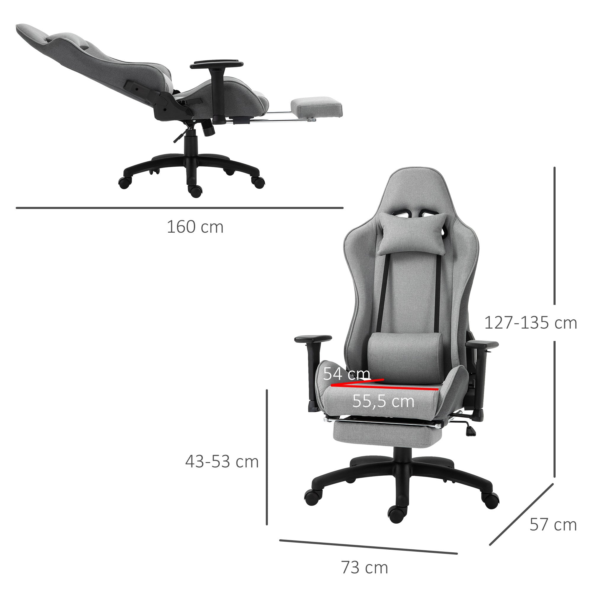 Ergonominen pelituoli, harmaa
