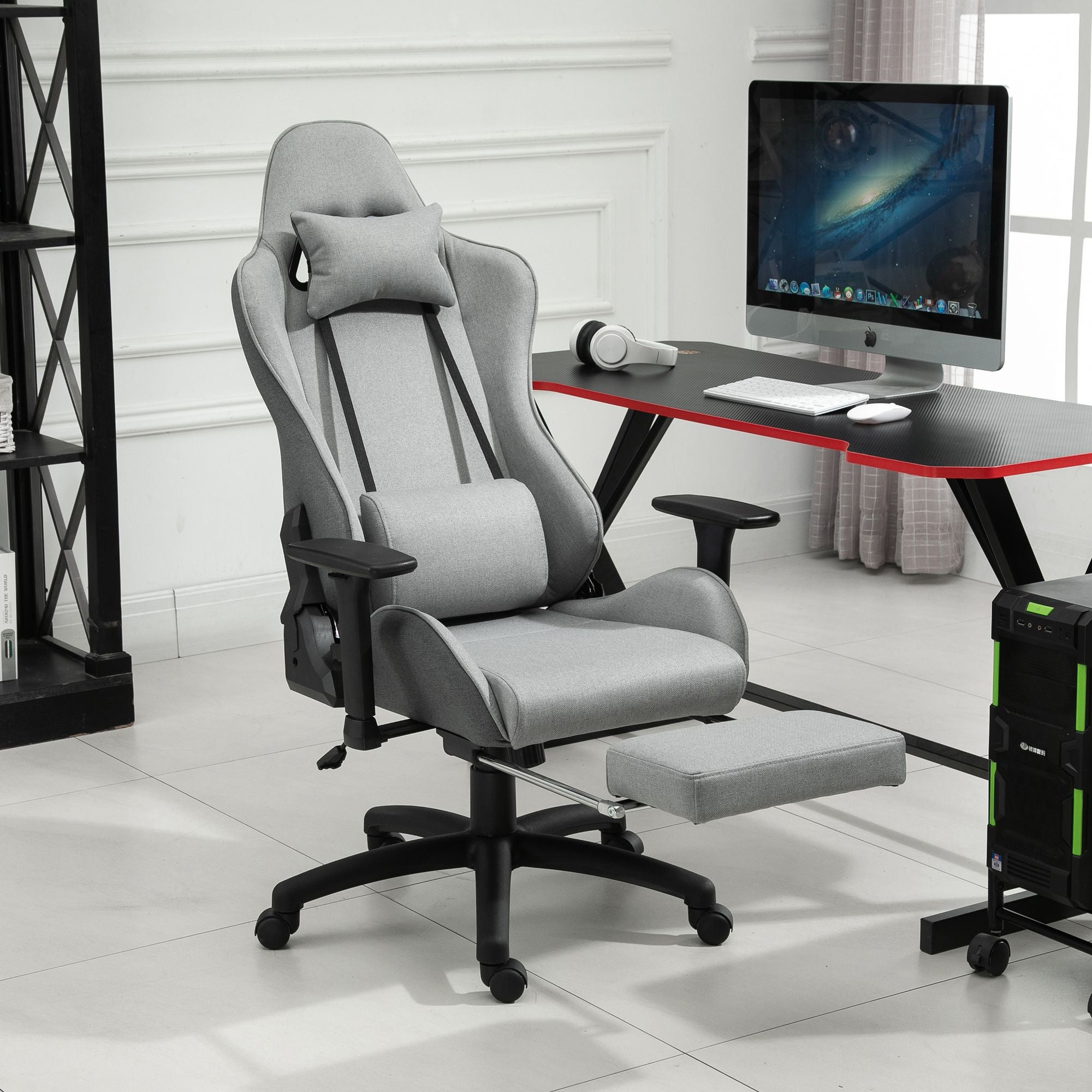 Ergonominen pelituoli, harmaa