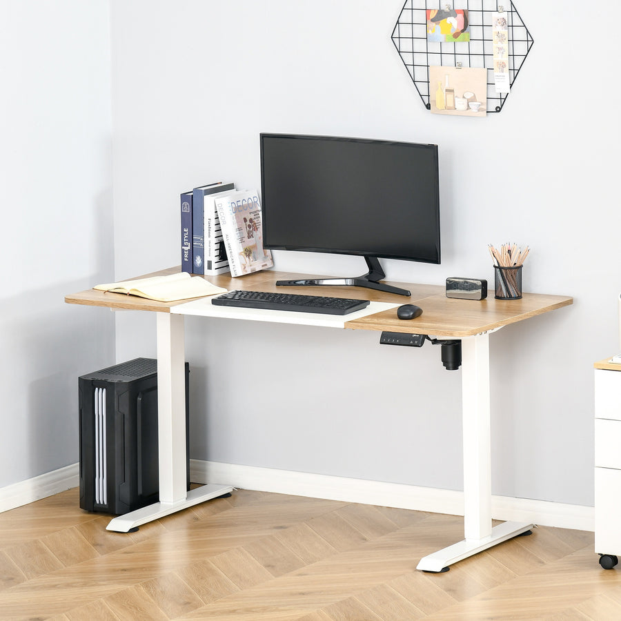 Elektriskt bord 140 x 70 cm – höjdjustering 72–116 cm, 4 förinställningar, trä/vitt