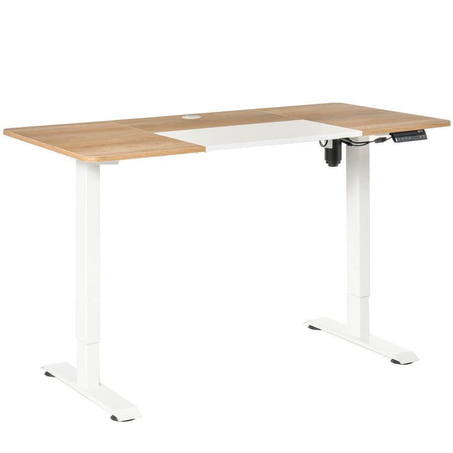 Elektriskt bord 140 x 70 cm – höjdjustering 72–116 cm, 4 förinställningar, trä/vitt