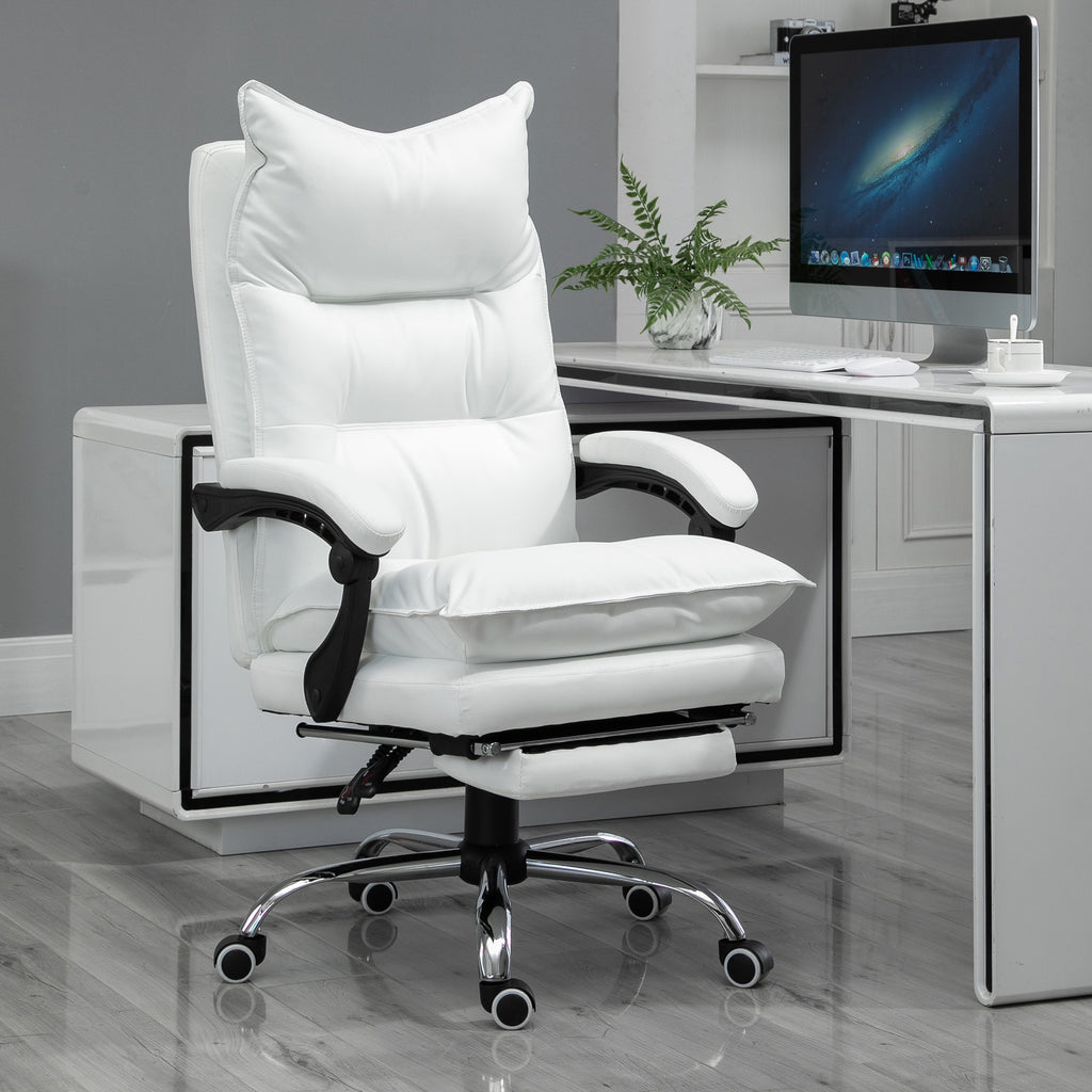 Työpöytätuoli jalkatuella, korkea selkänoja, Valkoinen