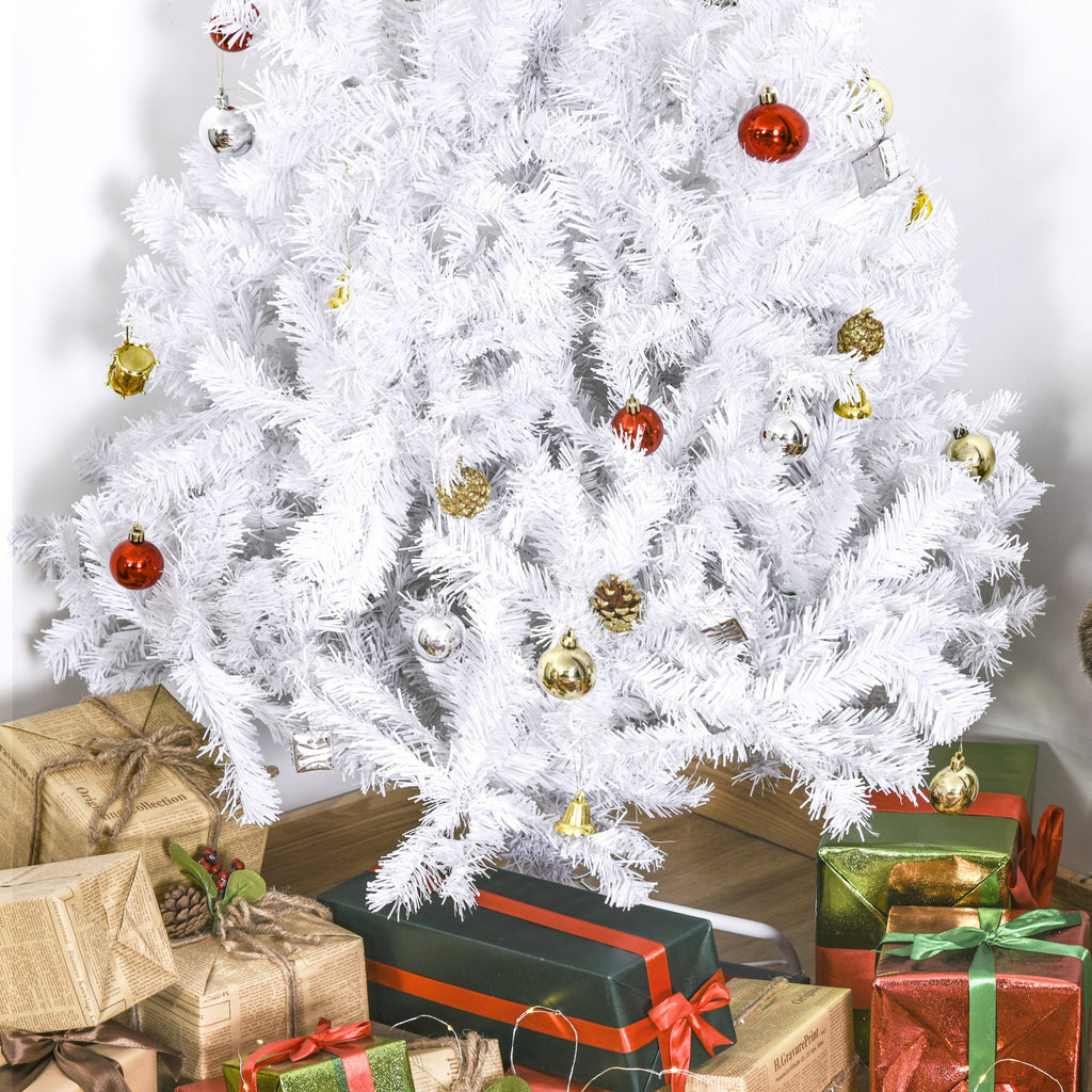 Joulukuusi koristeilla ja jalustalla 150 cm (valkoinen)