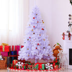 Joulukuusi Koristeilla Ja Jalustalla 180 Cm (Valkoinen)