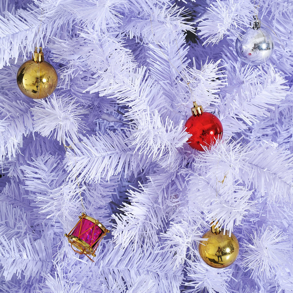 Joulukuusi Koristeilla Ja Jalustalla 180 Cm (Valkoinen)